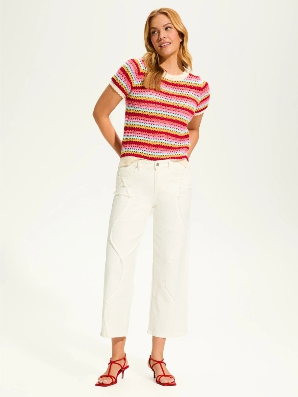 French Dressing Jeans FDJ Christina Wide Crop Ivory Size 12 MSRP $119 - Picture 10 of 14